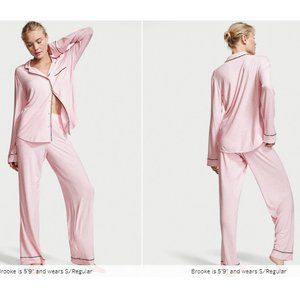 VS Modal Long Pajama Set XL Long Approx. 32" Inseam Pink Petal Heather NWT